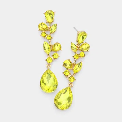 Fashnzfab Teardrop Stone Dangle Evening Earrings - Yellow