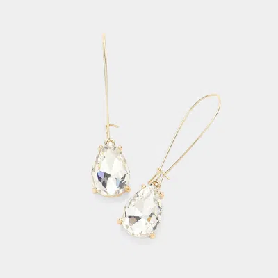 Fashnzfab Teardrop Stone Cushion Dangle Earrings In Gold