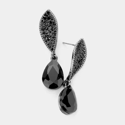 Fashnzfab Teardrop Stone Dangle Evening Earrings In Black