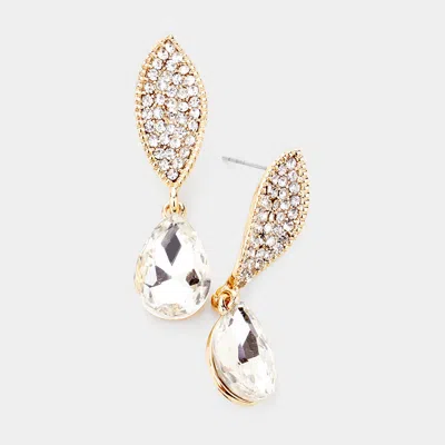 Fashnzfab Teardrop Stone Dangle Evening Earrings In Gold