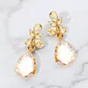 Fashnzfab Teardrop Stone Dangle Evening Earrings In Multi