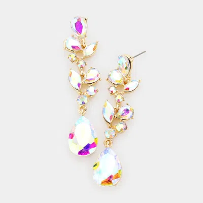 Fashnzfab Teardrop Stone Dangle Evening Earrings In Pink