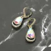 Fashnzfab Teardrop Stone Dangle Lever Back Evening Earrings - Ab, Gold In Gold