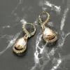 Fashnzfab Teardrop Stone Dangle Lever Back Evening Earrings In Gold