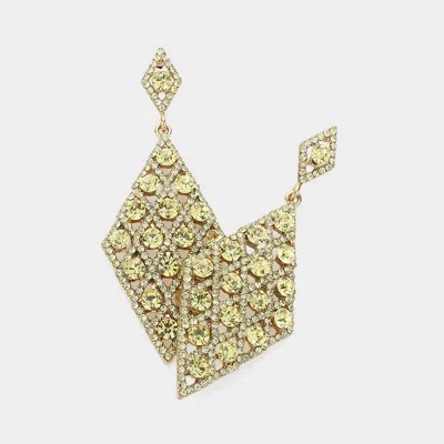Fashnzfab Teardrop Stone Detail Rhombus Evening Earrings In Gold