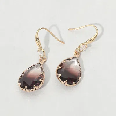 Fashnzfab Teardrop Stone Drop Earrings In Black