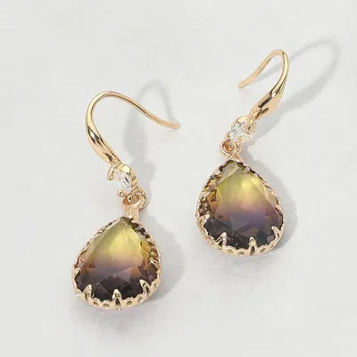Fashnzfab Teardrop Stone Drop Earrings In Brown