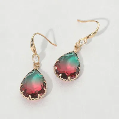 Fashnzfab Teardrop Stone Drop Earrings In Red