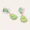 Fashnzfab Teardrop Stone Druzy Dangle Earrings - Lime In Green