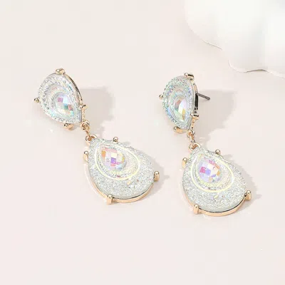 Fashnzfab Teardrop Stone Druzy Dangle Earrings In Gold