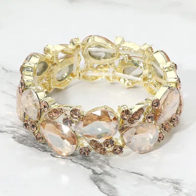 Fashnzfab Teardrop Stone Embellished Evening Bracelet In Gold