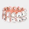 Fashnzfab Teardrop Stone Embellished Evening Bracelet Rose Gold In Multi