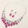 Fashnzfab Teardrop Stone Embellished Rhinestone Paved Collar Necklace In Multi