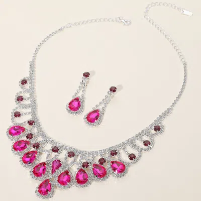 Fashnzfab Teardrop Stone Embellished Rhinestone Paved Collar Necklace In Multi