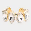 Fashnzfab Teardrop Stone Evening Bracelet Clear, Gold In Gold