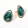 Fashnzfab Teardrop Stone Evening Clip On Earrings In Green