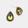 Fashnzfab Teardrop Stone Evening Stud Earrings - Vitrail Medium In Multi