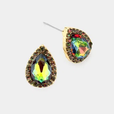 Fashnzfab Teardrop Stone Evening Stud Earrings - Vitrail Medium In Multi