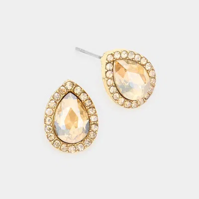 Fashnzfab Teardrop Stone Evening Stud Earrings In Silver