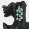 Fashnzfab Teardrop Stone Link Dangle Clip On Evening Earrings In Blue