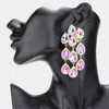 Fashnzfab Teardrop Stone Link Dangle Clip On Evening Earrings In Purple