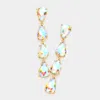 Fashnzfab Teardrop Stone Link Dangle Evening Earrings - Ab, Gold In Multi