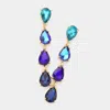 Fashnzfab Teardrop Stone Link Dangle Evening Earrings - Blue, Multi In Purple