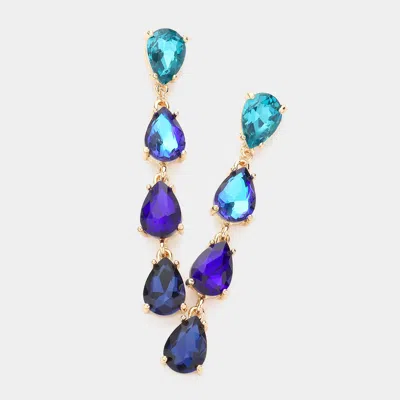 Fashnzfab Teardrop Stone Link Dangle Evening Earrings - Blue, Multi In Purple