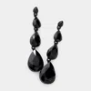 Fashnzfab Teardrop Stone Link Dangle Evening Earrings - Jet Black In Black