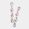 Fashnzfab Teardrop Stone Link Dangle Evening Earrings - Lavender In Gold
