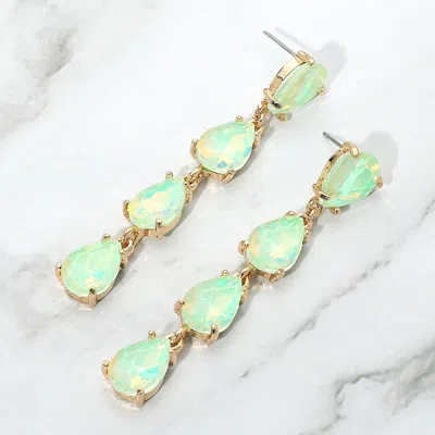 Fashnzfab Teardrop Stone Link Dangle Evening Earrings - Mint, Opal In Green