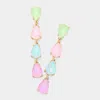 Fashnzfab Teardrop Stone Link Dangle Evening Earrings - Multi In Multi