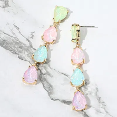 Fashnzfab Teardrop Stone Link Dangle Evening Earrings - Multi, Opal