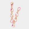Fashnzfab Teardrop Stone Link Dangle Evening Earrings - Pink In Pink