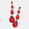 Fashnzfab Teardrop Stone Link Dangle Evening Earrings - Siam In Red