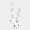 Fashnzfab Teardrop Stone Link Dangle Evening Earrings - Silver In Silver