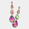 Fashnzfab Teardrop Stone Link Dangle Evening Earrings - Vitrail Medium In Multi