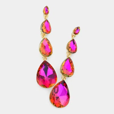 Fashnzfab Teardrop Stone Link Dangle Evening Earrings In Multi