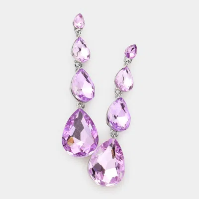 Fashnzfab Teardrop Stone Link Dangle Evening Earrings In Pink