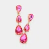 Fashnzfab Teardrop Stone Link Dropdown Evening Earrings - Ab, Lt Rose In Pink