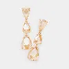 Fashnzfab Teardrop Stone Link Dropdown Evening Earrings - Ab, Tan In Gold