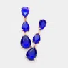 Fashnzfab Teardrop Stone Link Dropdown Evening Earrings In Blue