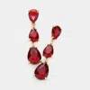 Fashnzfab Teardrop Stone Link Dropdown Evening Earrings In Red