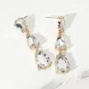 Fashnzfab Teardrop Stone Link Dropdown Evening Earrings In Silver