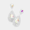 Fashnzfab Teardrop Stone Pointed Cluster Dangle Evening Earrings - Ab, Rhodium In Multi