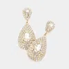 Fashnzfab Teardrop Stone Pointed Cluster Dangle Evening Earrings - Gold In Gold