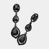 Fashnzfab Teardrop Stone Pointed Dropdown Dangle Evening Earrings - Black, Jet Black In Black
