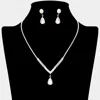 Fashnzfab Teardrop Stone Pointed Pendant Rhinestone Paved Necklace In Metallic