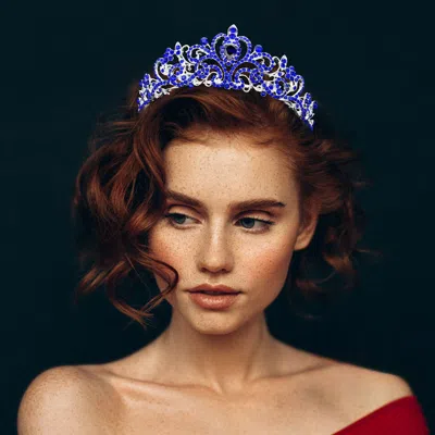 Fashnzfab Teardrop Stone Pointed Rhienstone Paved Princess Tiara In Brown