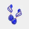 Fashnzfab Teardrop Stone Pointed Rhinestone Paved Dangle Evening Earrings - Sapphire In Blue